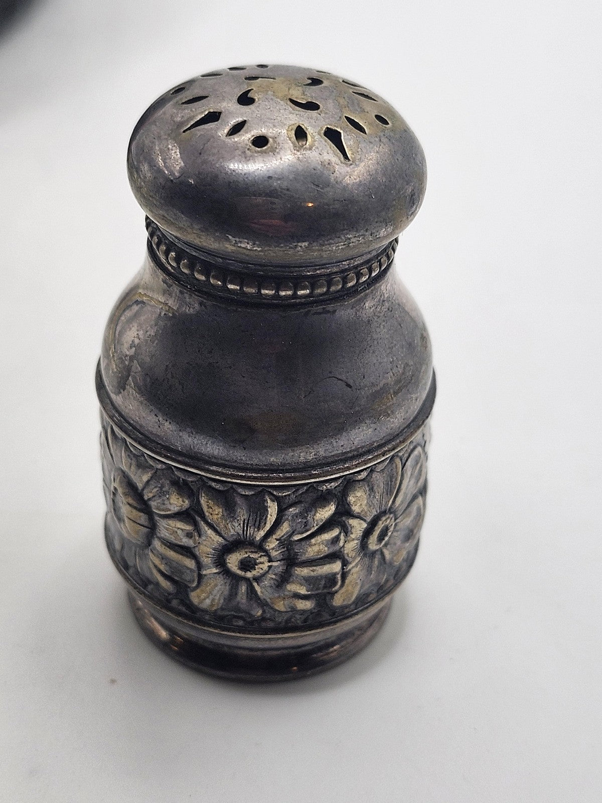 Vintage Gorham Flora Silver Plate Salt Pepper Shaker Art Nouveau Small USA