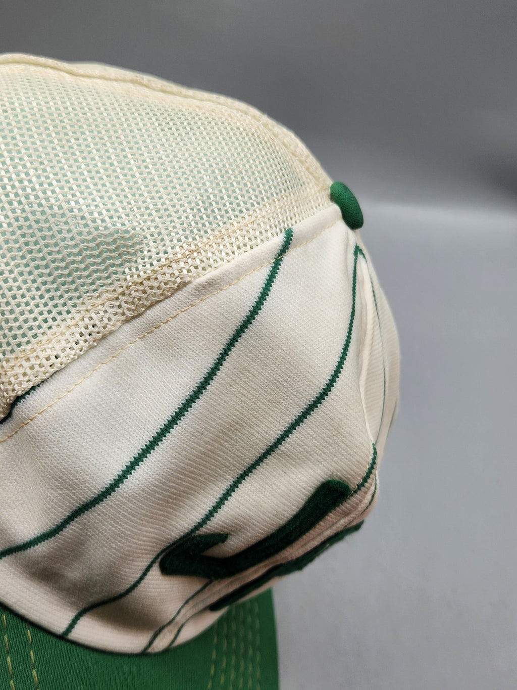 Vintage JP Pinstripe Mesh Trucker Snapback Hat Green White Union Made...