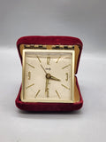 Vintage Bradley Travel Alarm Clock Red Velvet Case Folding Japan Untested