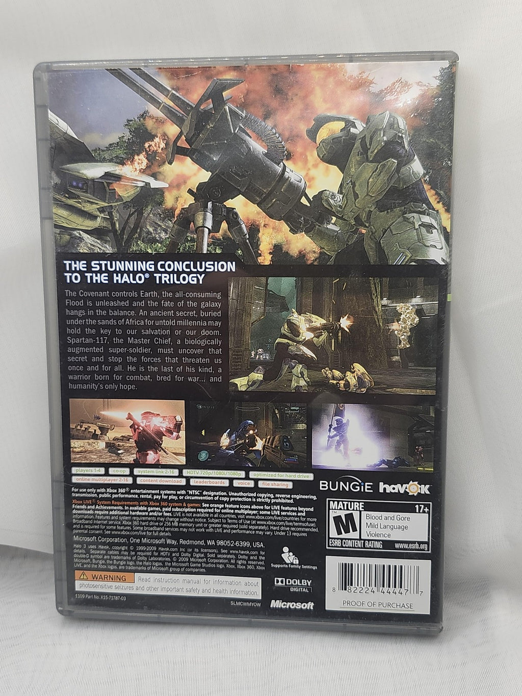Halo 3 Microsoft Xbox 360 Game Disc Case Manual Platinum Hits NTSC-U/C M Shooter
