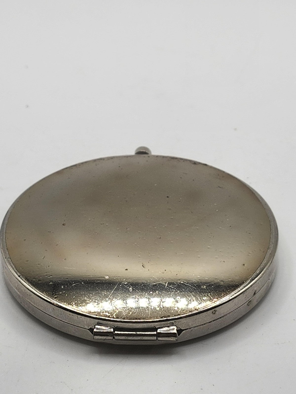 Femme Couture Round Compact Mirror Silver Holographic Dual Sided Portable Makeup