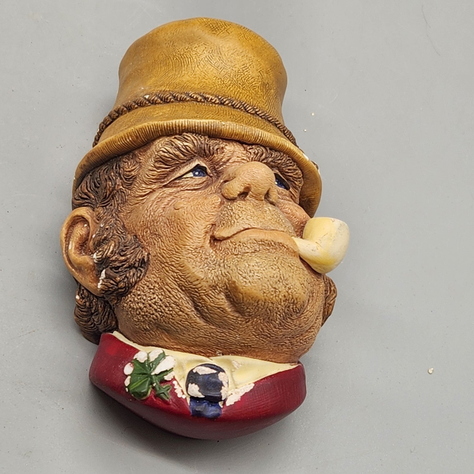 Vintage Bossons Paddy Wall Mask Head 1969 England Chalkware Irish Character Pipe