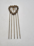 Heart Hair Comb Womens One Size Gold Metal Beaded Long Prong Accessory Casual