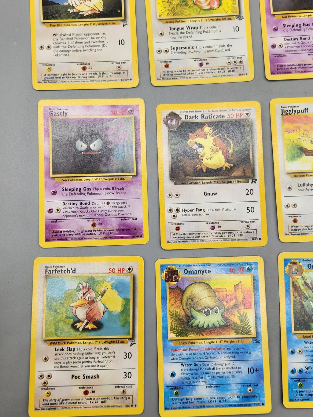 Vintage Pokemon Card Lot WOTC Fossil Jungle Team Rocket Omastar Dark Raticate 9