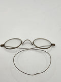 Vintage Wire Rim Oval Eyeglasses Cable Temple Spectacles Gold Tone Metal USA