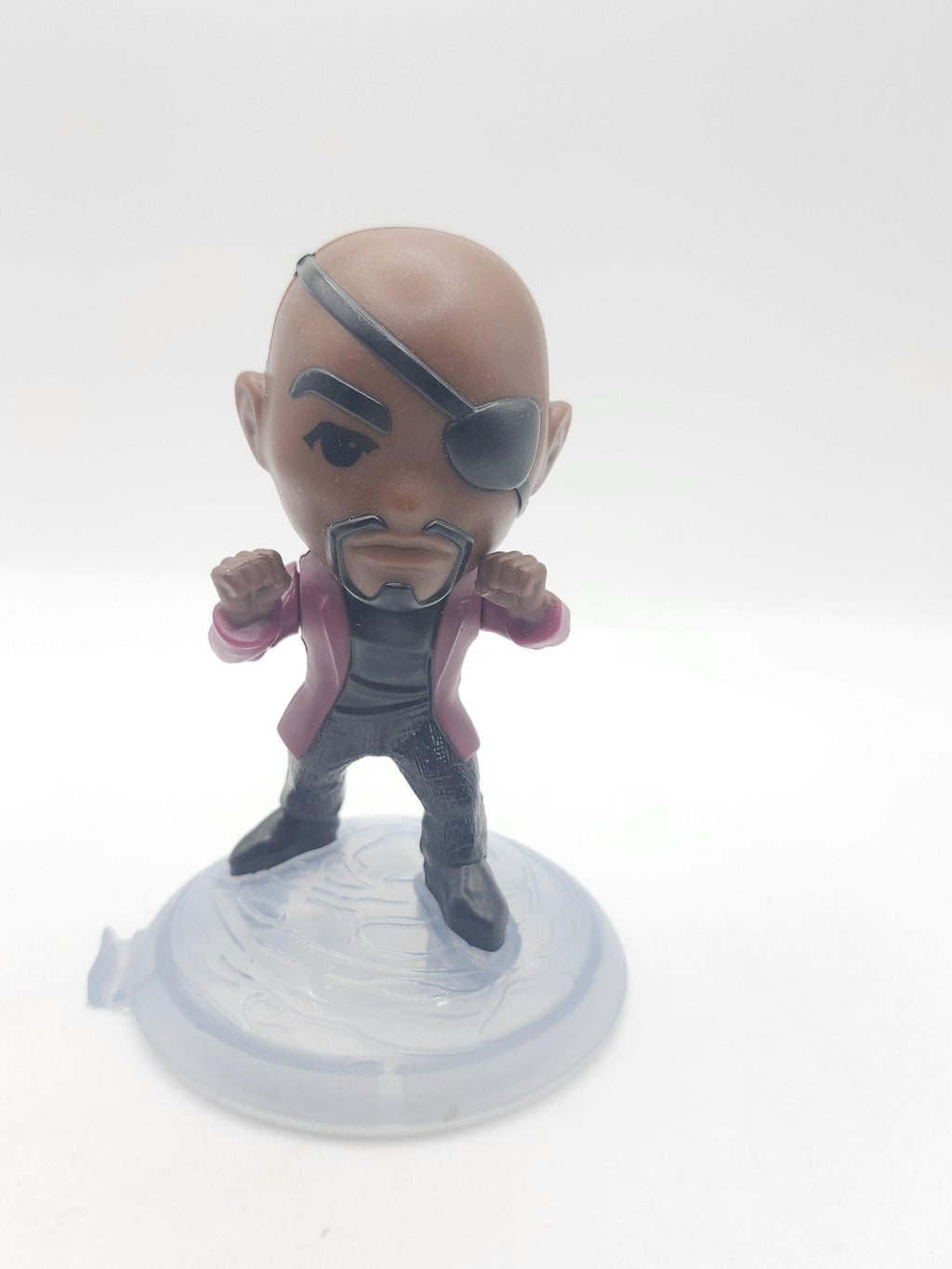 Marvel Nick Fury Action Figure Chibi Plastic Toy Clear Stand Loose Multicolor