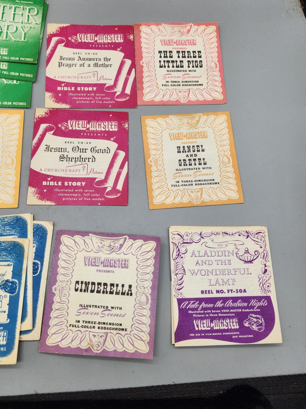 Vintage View-Master Story Booklet Lot Rudolph Cinderella Aladdin Bible Sawyer...