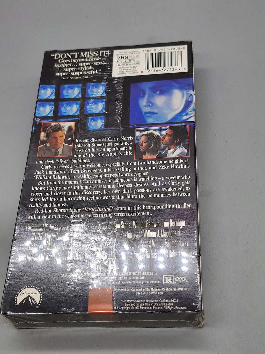 Vintage Sliver VHS Tape 1993 Paramount Erotic Thriller R NTSC USA Movie ER