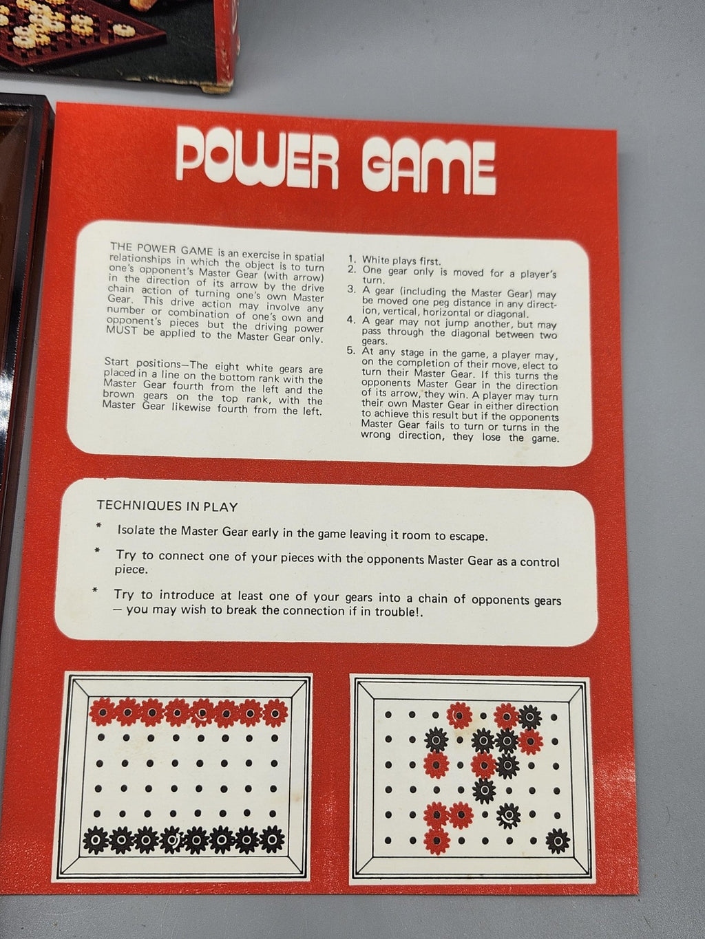 Vintage 1975 Tactica Power Game Strategy Board Game Gears Toy Retro Tabletop