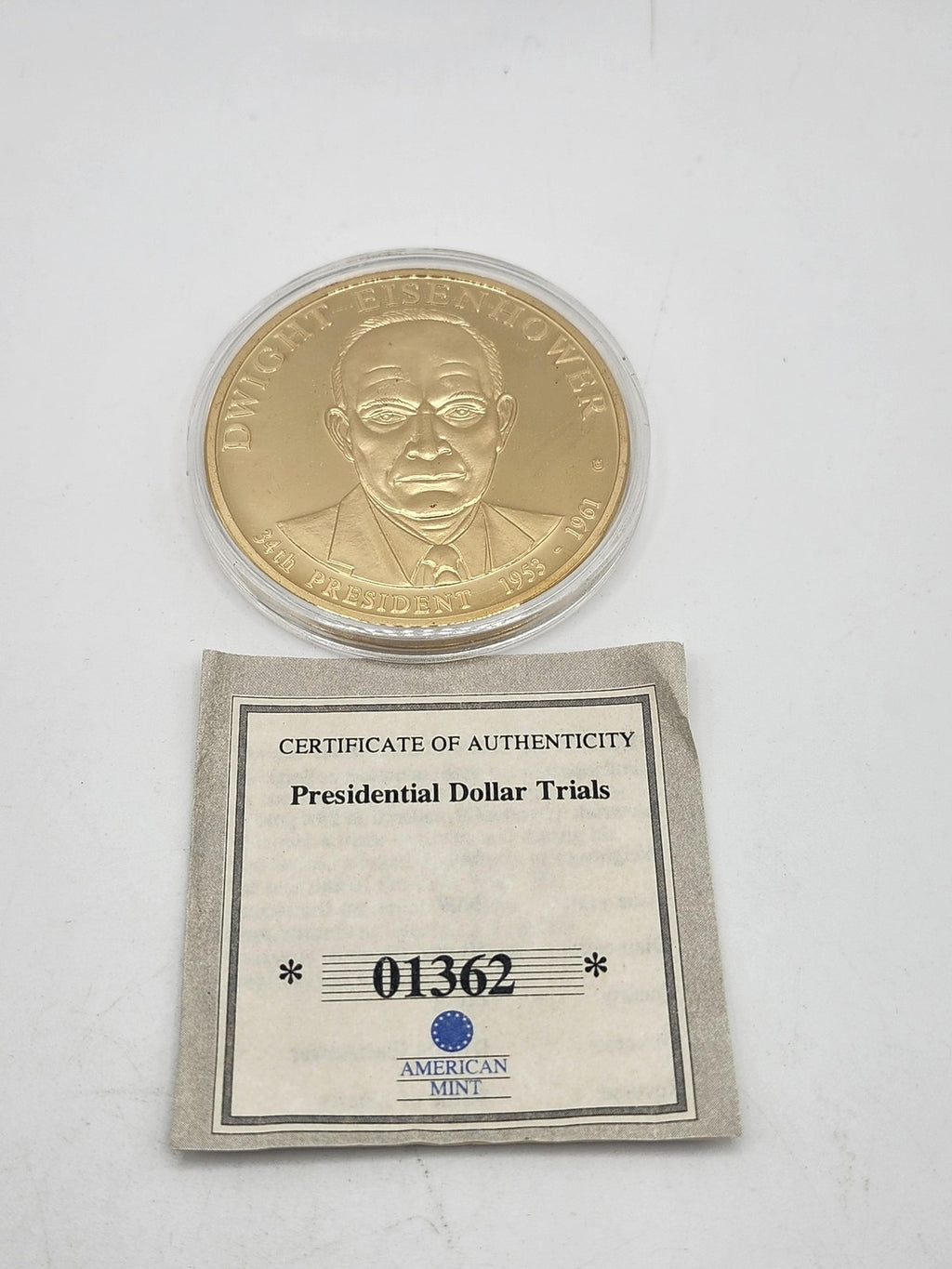 2009 American Mint Eisenhower Presidential Dollar Trials Proof Gold Coin 50mm