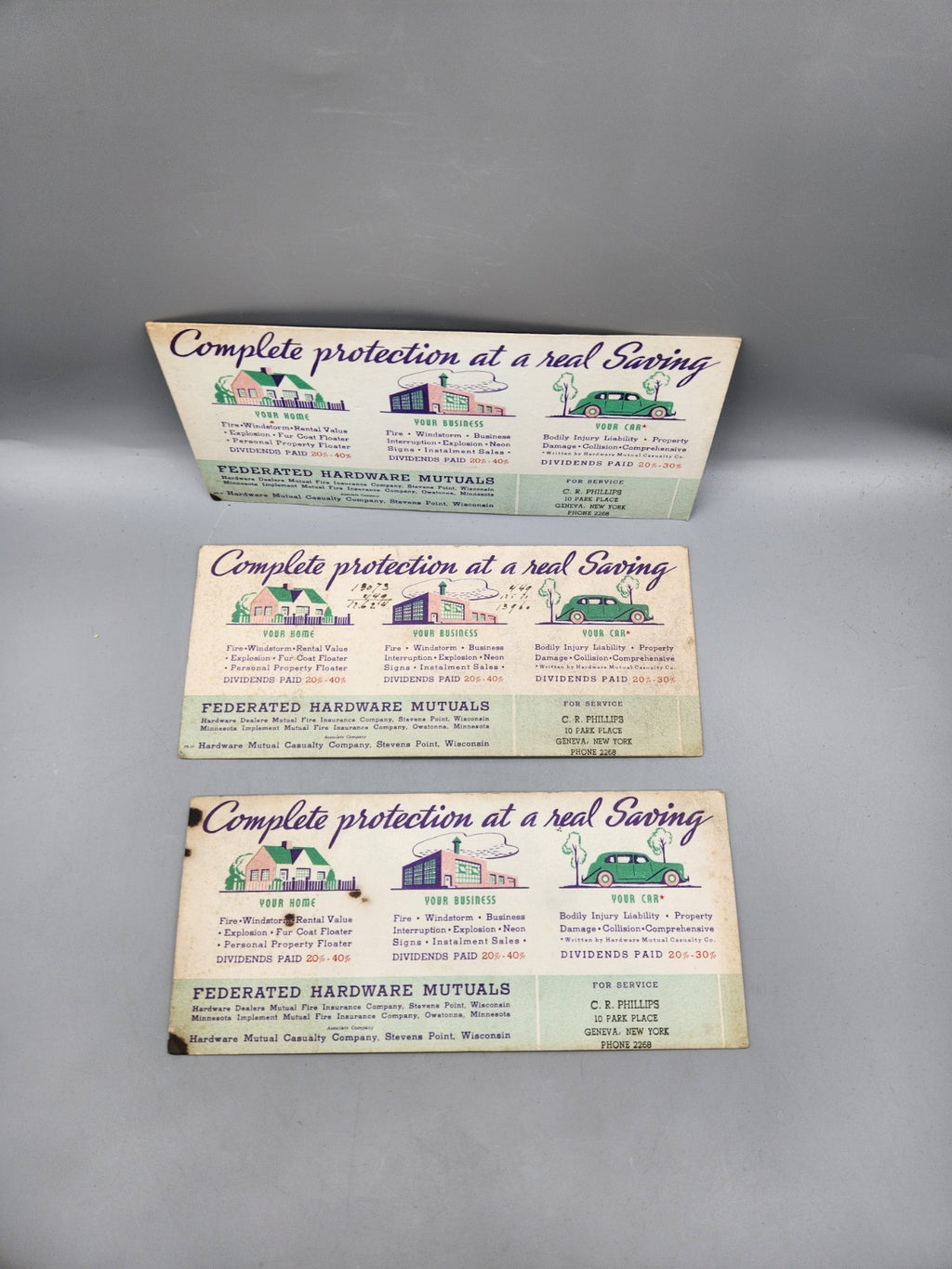 Lot of 3 Vintage Federated Hardware Mutuals Insurance Advertising Ink...