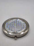 Femme Couture Round Compact Mirror Silver Holographic Dual Sided Portable Makeup
