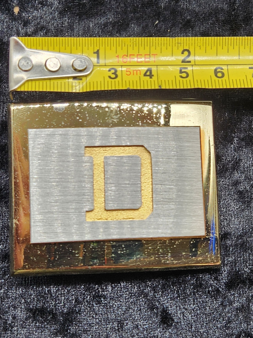 Vintage DANTE Initial “D” Belt Buckle Gold Tone Silver Tone Monogram USA