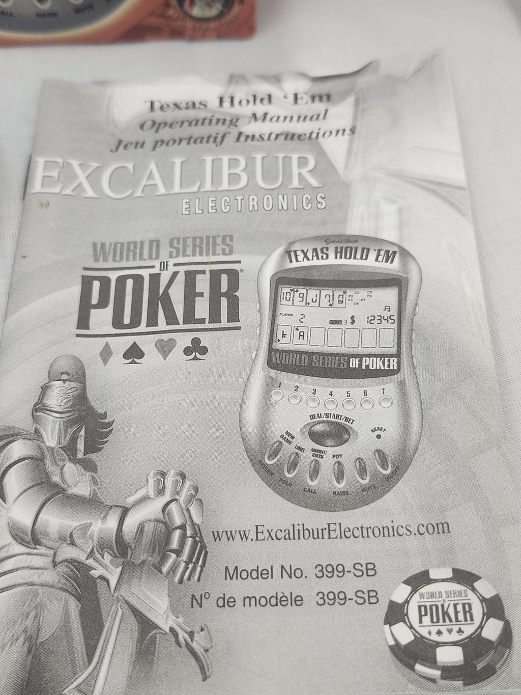 Excalibur Electronics World Series Of Poker Texas Hold 'Em Handheld Game Silver