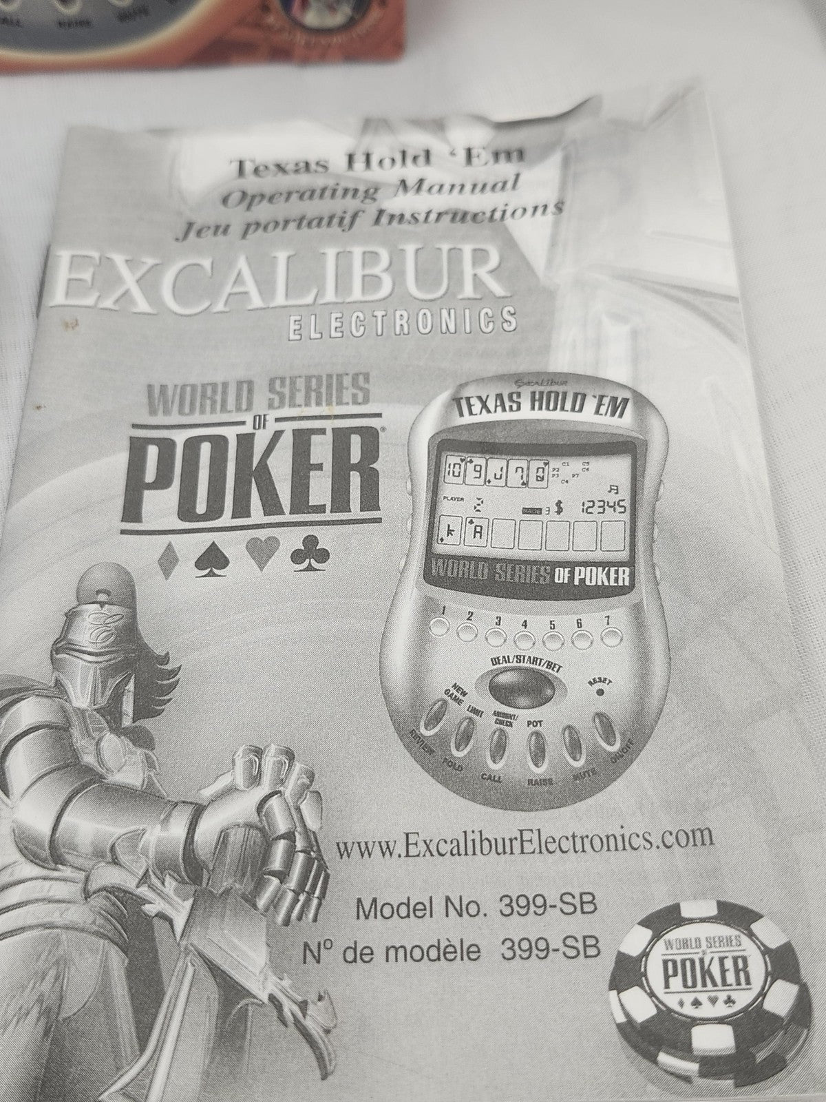 Excalibur Electronics World Series Of Poker Texas Hold 'Em Handheld Game Silver