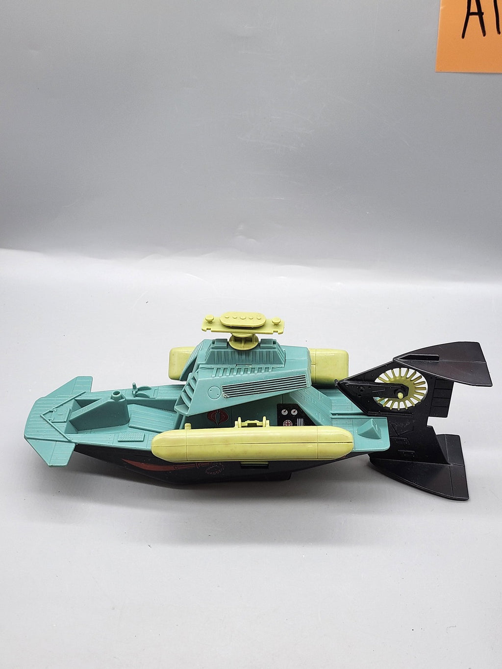 Vintage 1986 G.I. Joe Cobra Hydro-Sled Ship Hasbro Teal Yellow Plastic Toy Loose