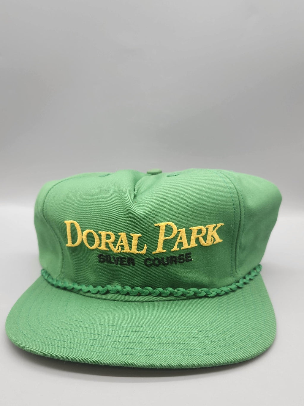 Vintage New Era Doral Park Hat Cap Snap Back Mens Large Green Golf Silver Course