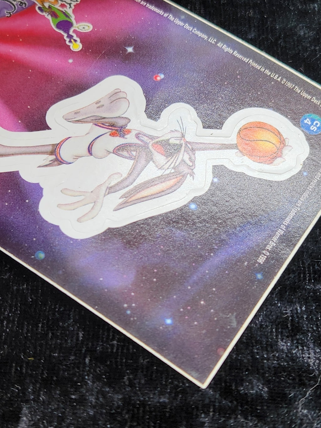 1997 Space Jam Cosmic Showdown CS4 Bugs Bunny Sticker Card Upper Deck Looney...