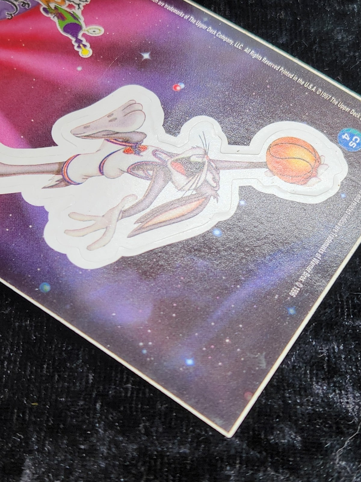 1997 Space Jam Cosmic Showdown CS4 Bugs Bunny Sticker Card Upper Deck Looney...
