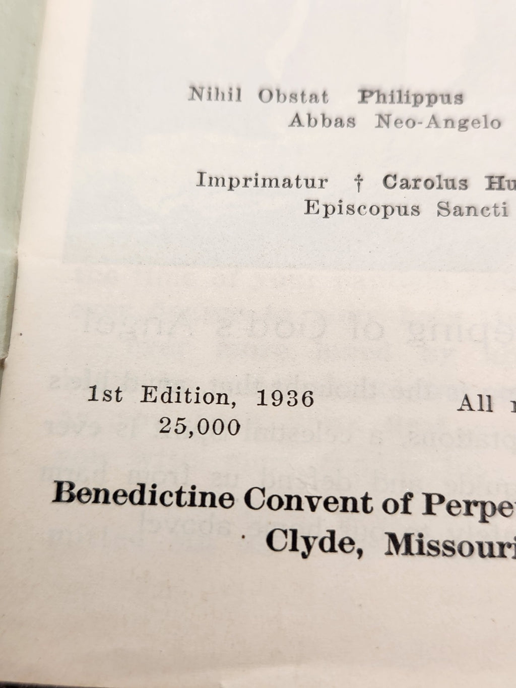 1936 Our Heavenly Companions 1st Edition Catholic Prayer Book Angel Booklet...