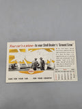 Vintage 1942 Shell Dealer White Advertising Sign Card Plane July Calendar Gas