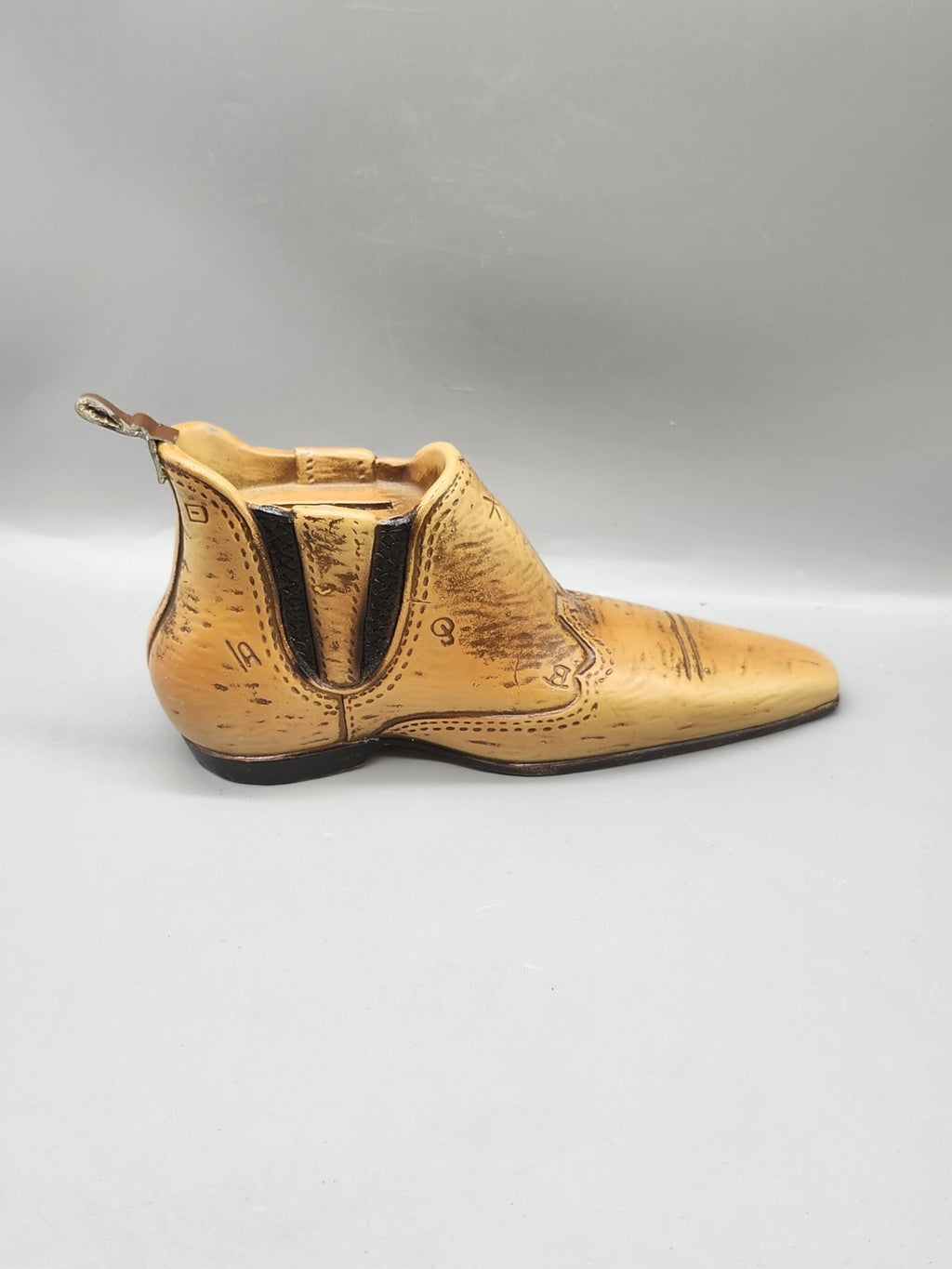 Vintage Legg Ceramic Cowboy Boot Coin Bank Western Tan Boot Piggy Bank