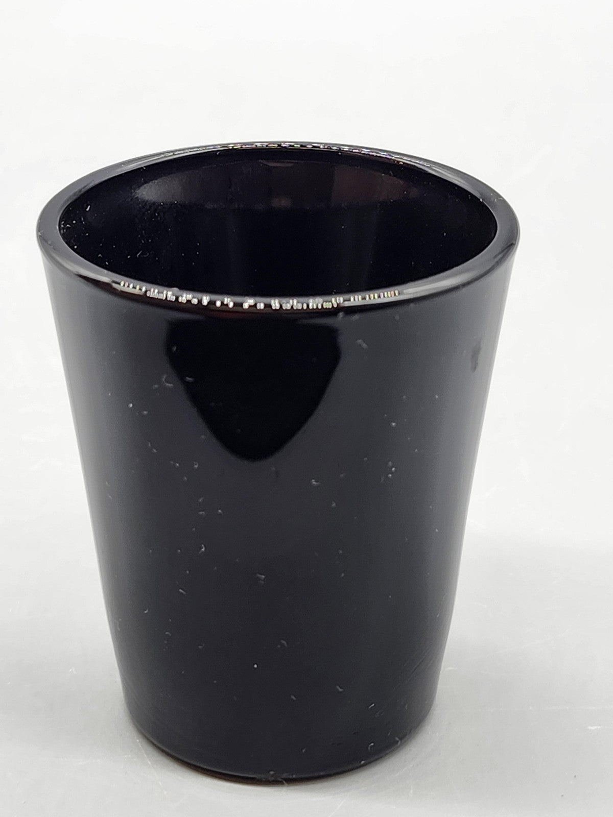 Vintage Cracker Barrel Black Glass Shot Glass 500 NASCAR Logo Souvenir Decor
