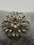 Monet Floral Flower Brooch Pin Gold Tone Layered Petal Openwork Costume Jewelry