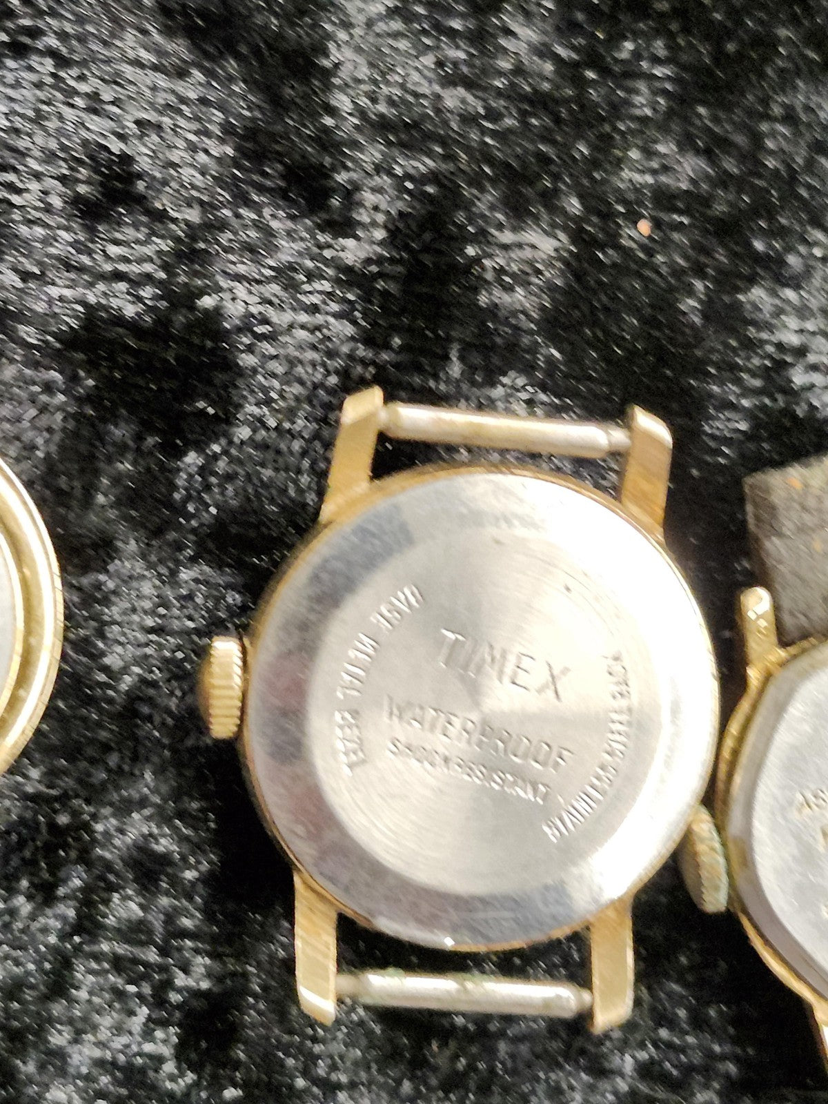 Timex Watch Lot Mens Gold Tone Quartz Mechanical Arabic Dial 3pc Parts