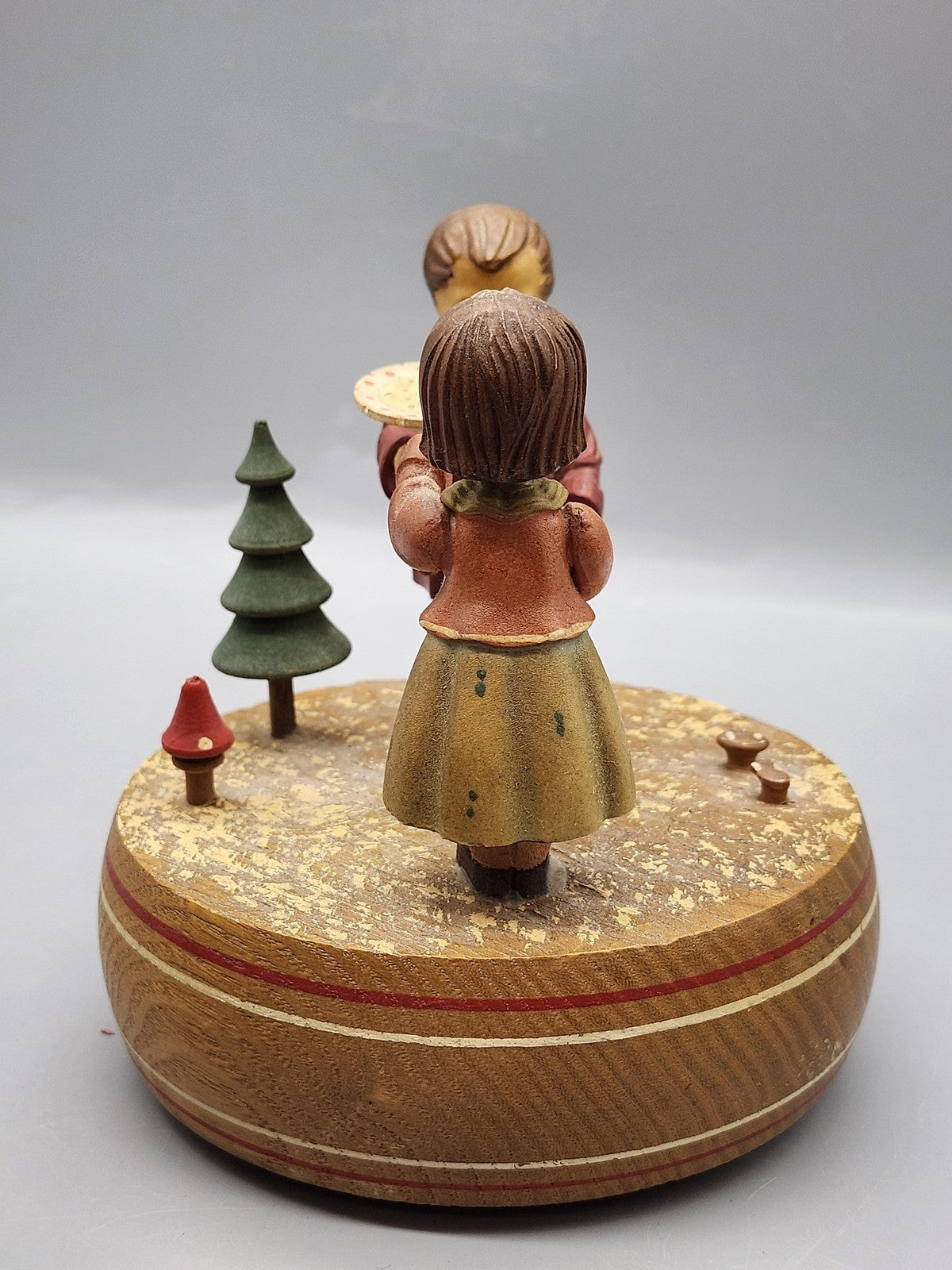 Vintage Thorens Love Story Music Box Children Figurine Wood Switzerland Decor