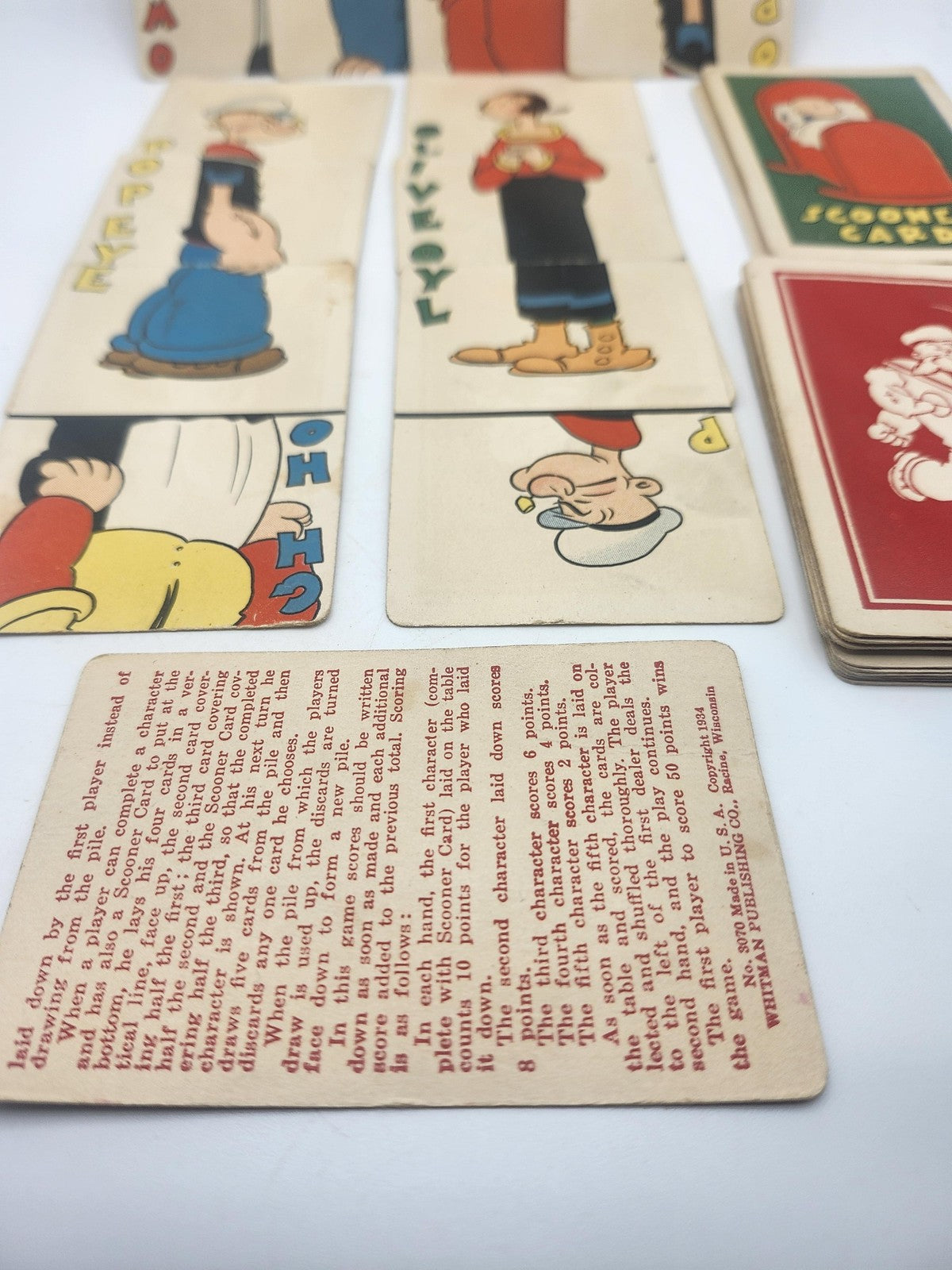 Vintage 1934 Whitman Popeye Scooner Card Game Playing Cards Set USA Olive Oyl