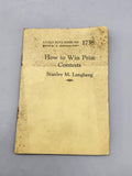 Vintage How To Win Prize Contests Langberg Little Blue Book Yellow PB USA