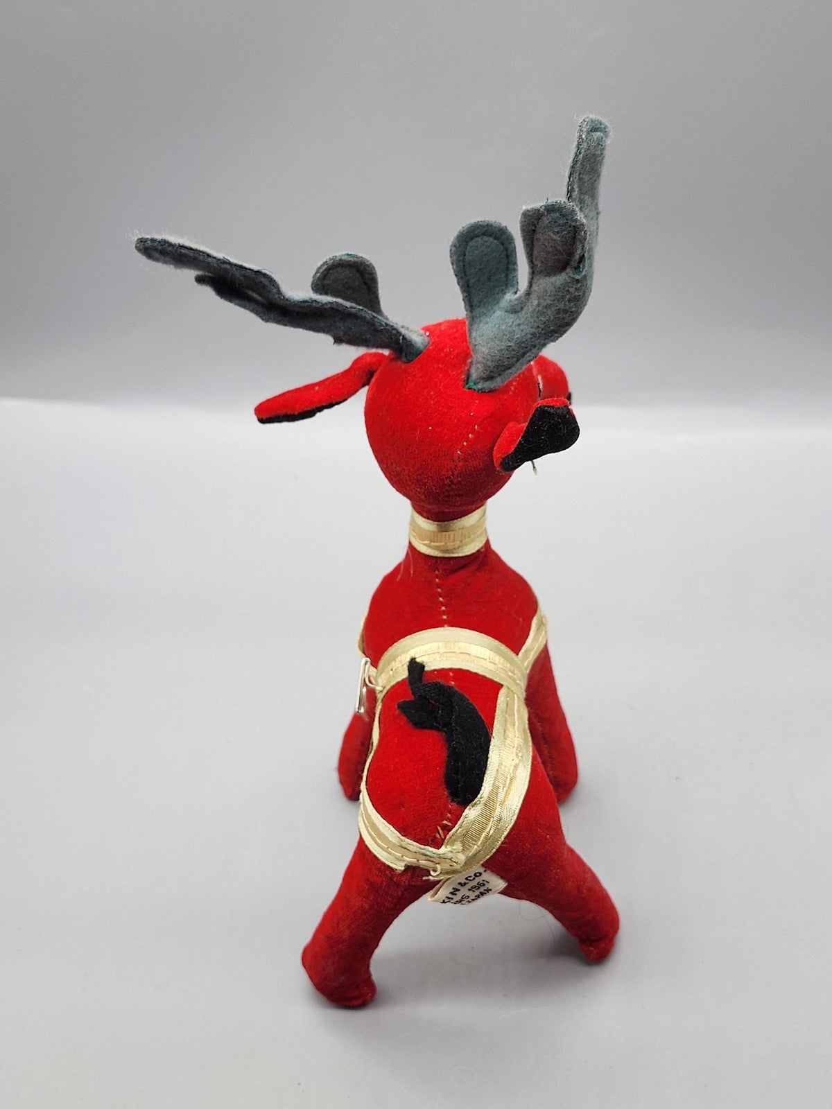 Vintage 1961 Dakin Red Reindeer Figurine Medium Christmas Japan Bell Decor