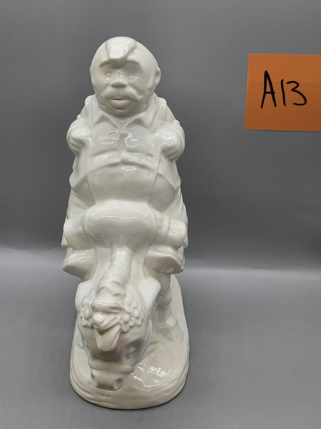 Unmarked White Ceramic Sancho Panza Figurine Don Quixote Literature Home Decor