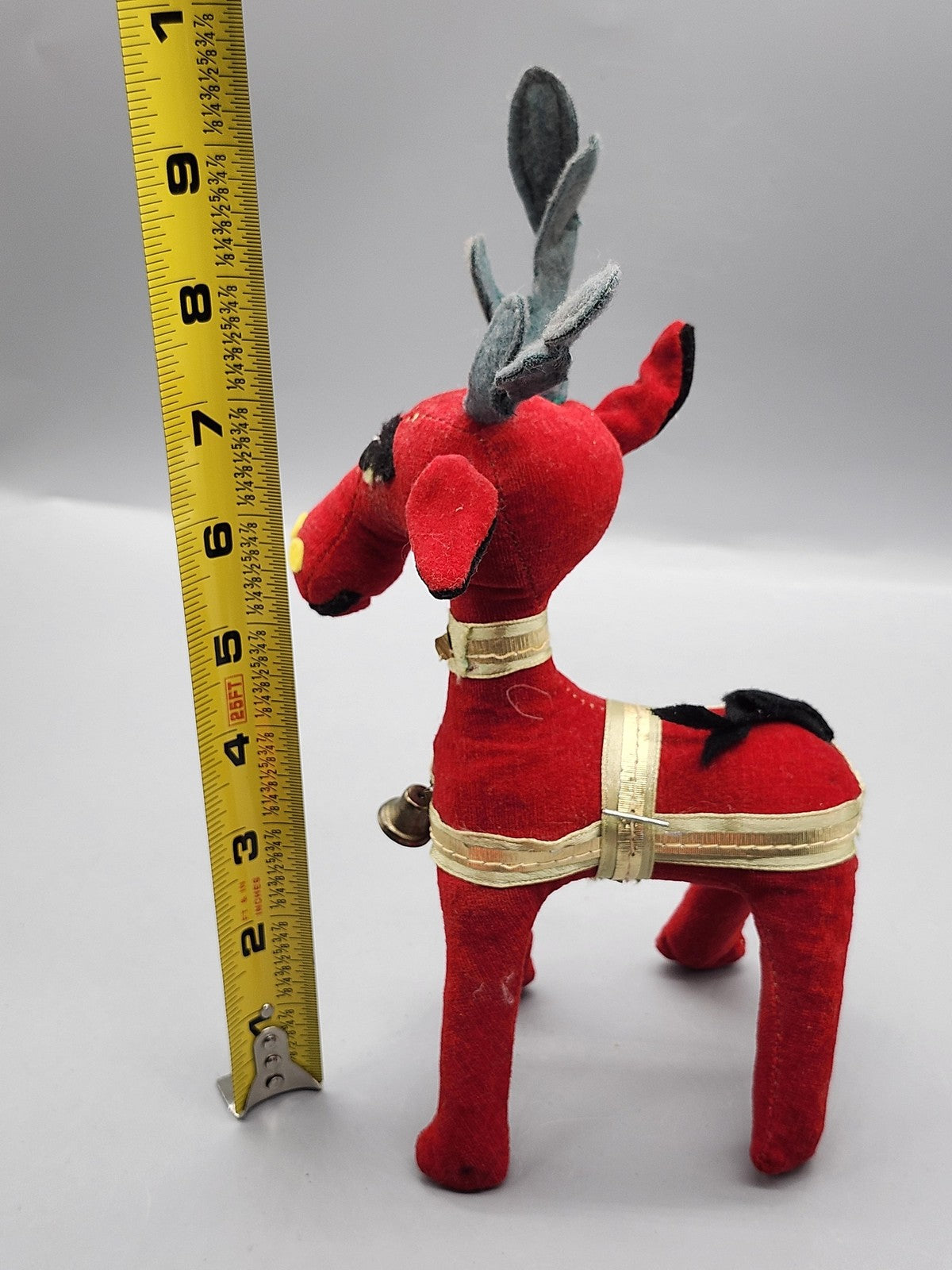 Vintage 1961 Dakin Red Reindeer Figurine Medium Christmas Japan Bell Decor