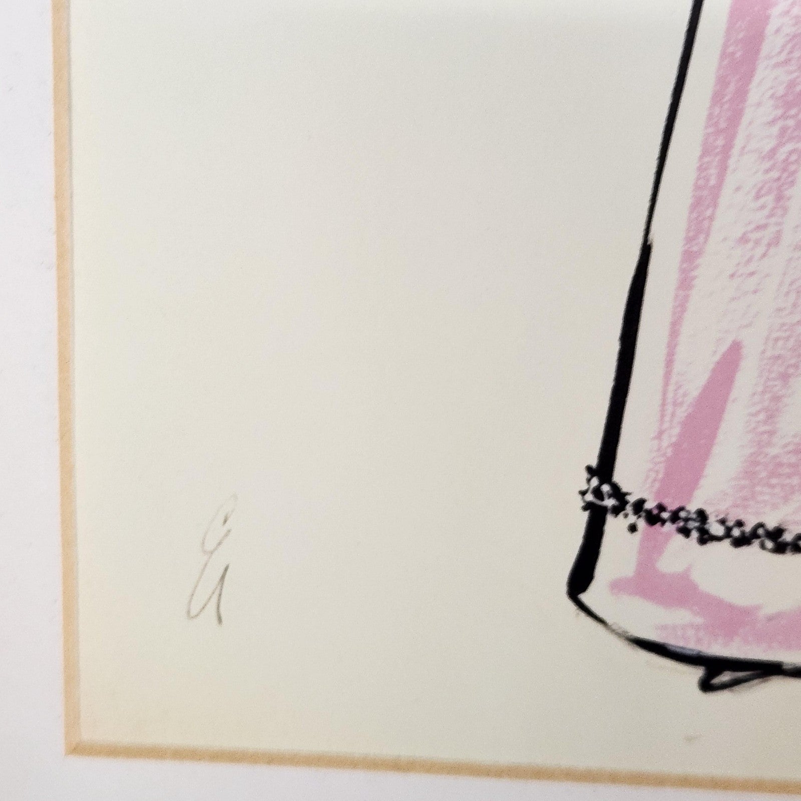 Fashion Lady Pink Evening Gown Illustration 11x14 Matted Print Signed Art