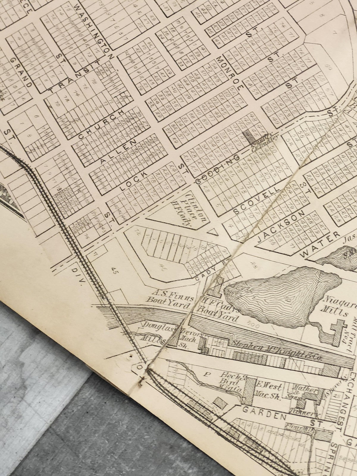 Vintage 1875 Lockport New York City Atlas Map 1st 2nd Ward 25.5x16 NY USA Print
