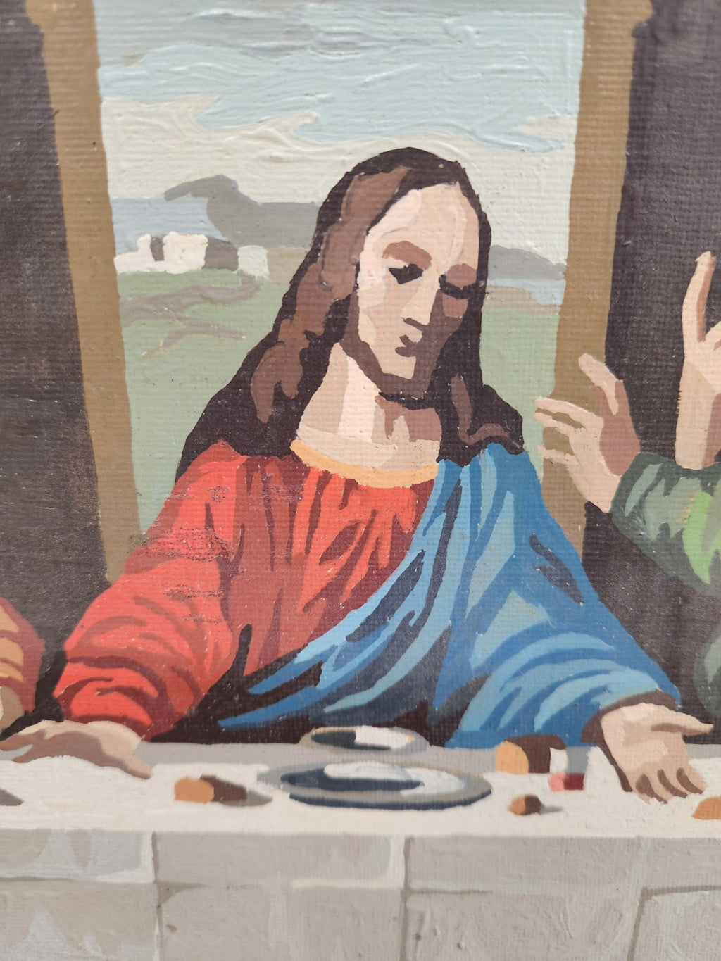 Vintage Hand Painted “The Last Supper” Framed Artwork Dorothy L. Stanton 1972...