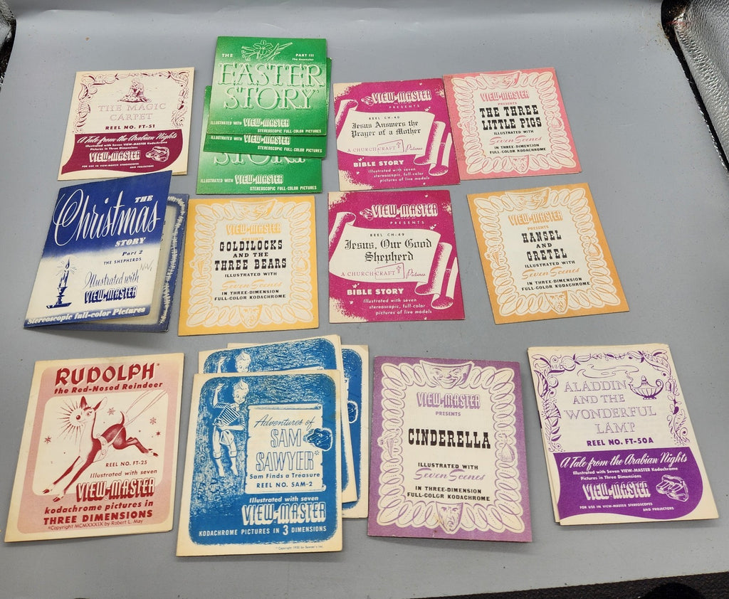 Vintage View-Master Story Booklet Lot Rudolph Cinderella Aladdin Bible Sawyer...