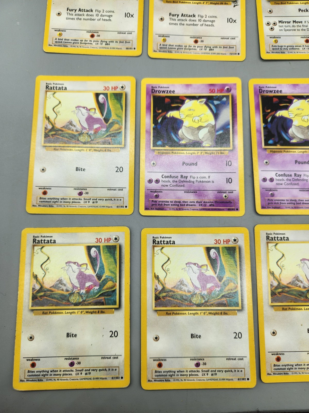 Vintage Pokemon Base Set Jungle Fossil Card Lot Drowzee Rattata Persian 12 Cards