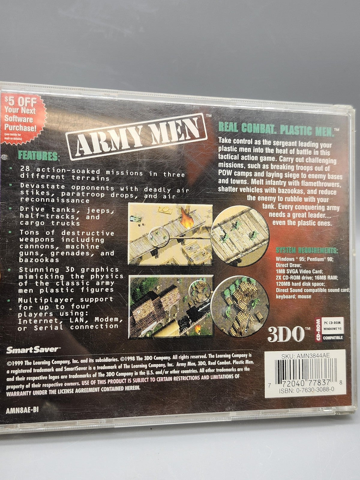 Army Men PC Windows 95 98 CD-ROM Game Disc Case 3DO E 1999 Action Strategy War