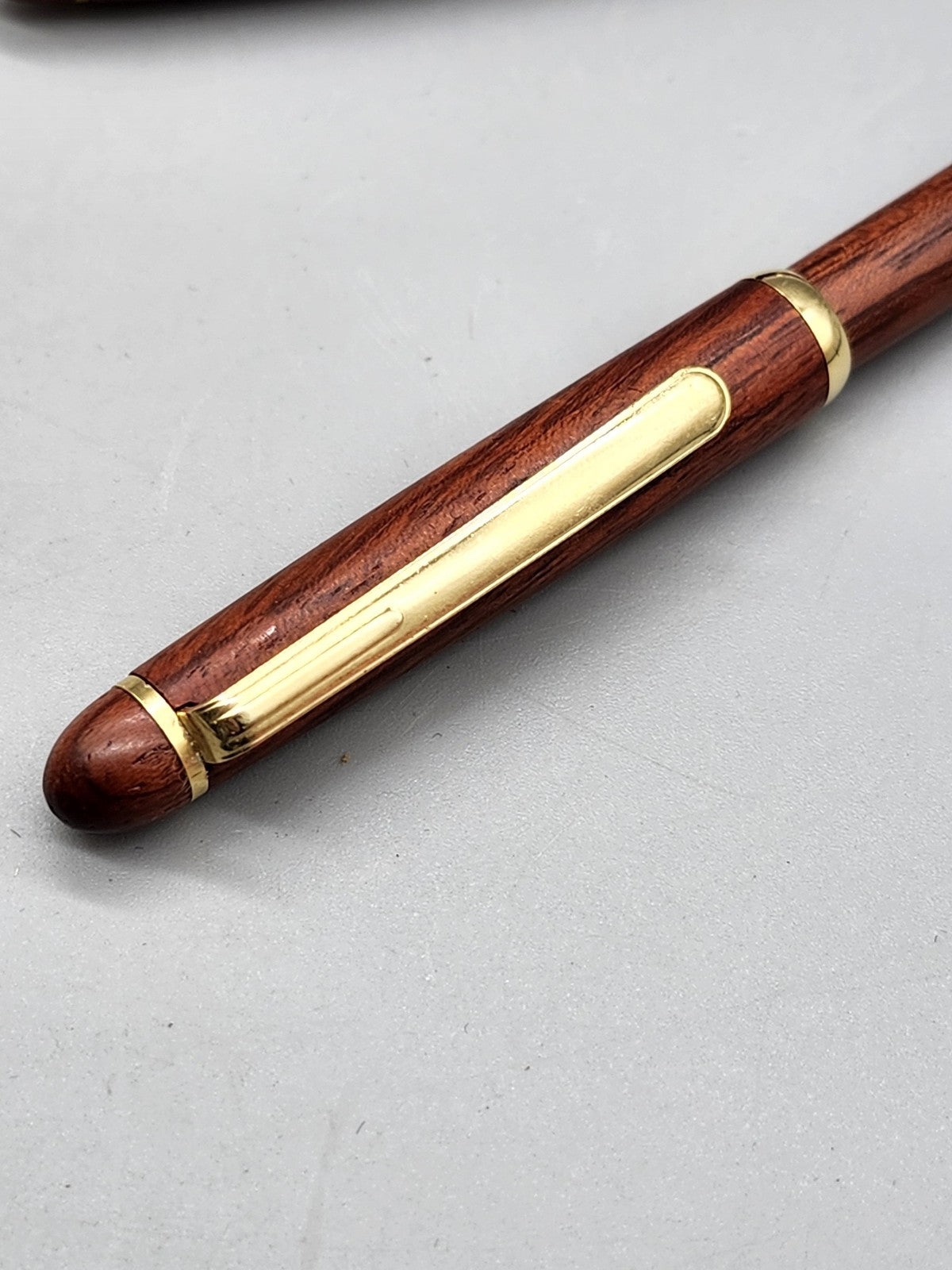 Wood Ballpoint Pen Mechanical Pencil Set Gold Tone Clips Office Gift Desk
