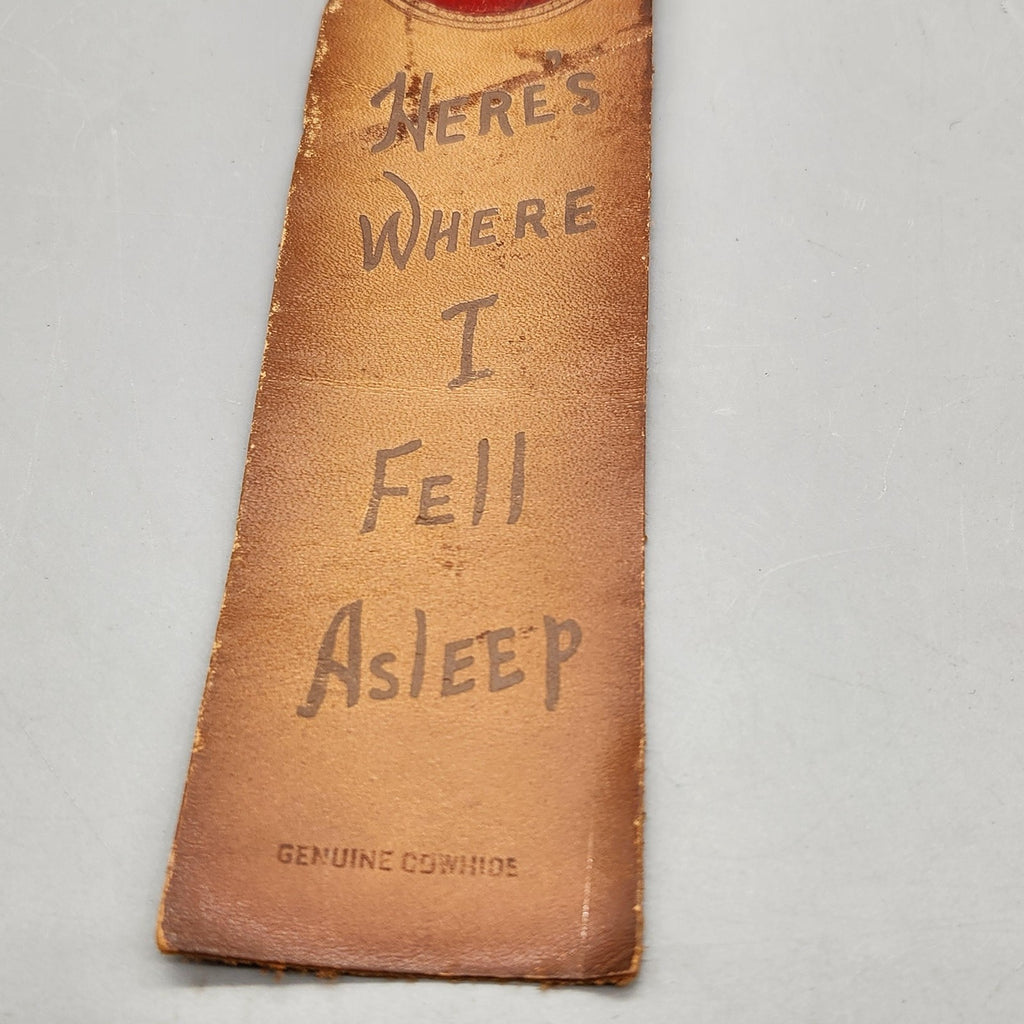 Vintage Buckhorn Canada Leather Bookmark Mountie Here's Where I Fell Asleep