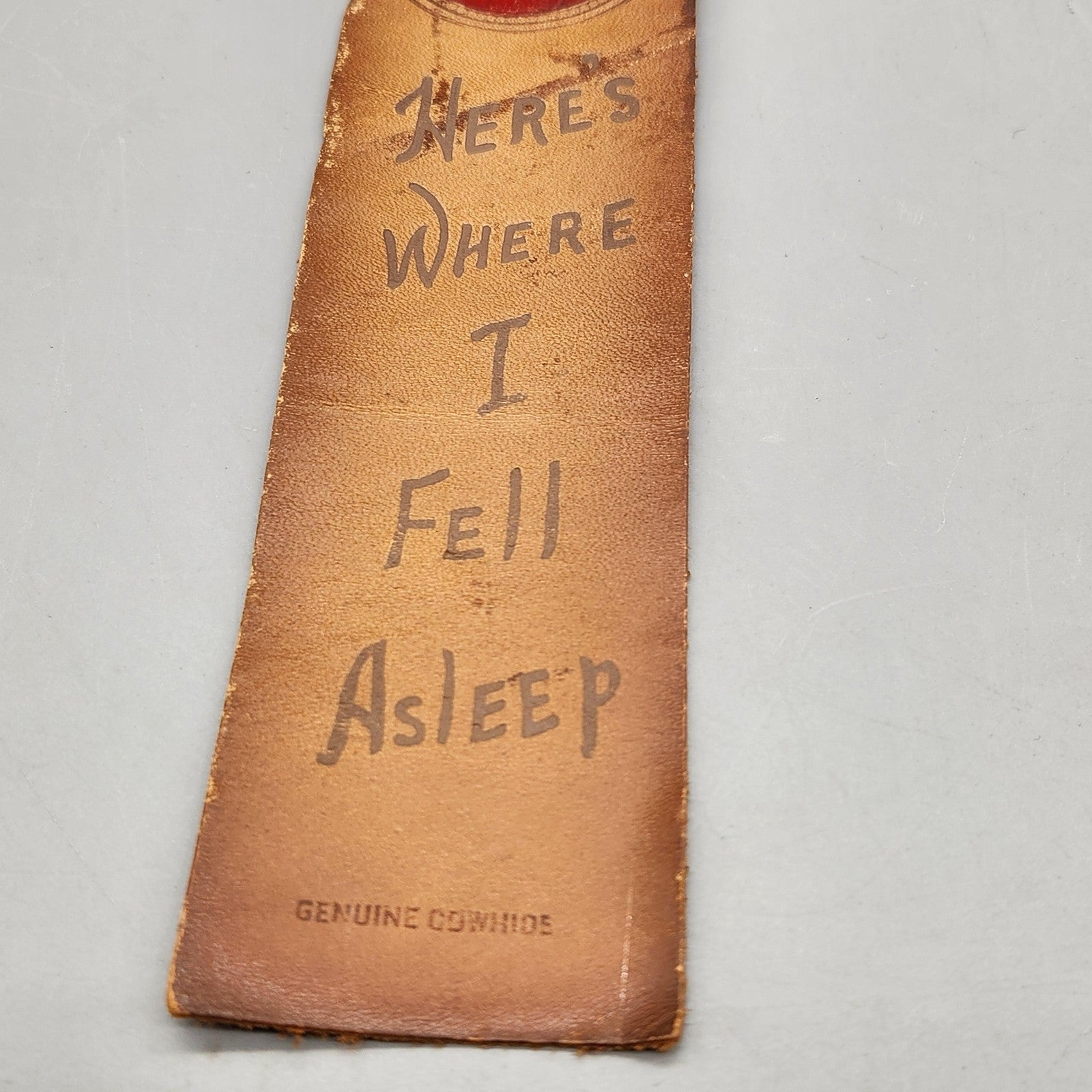 Vintage Buckhorn Canada Leather Bookmark Mountie Here's Where I Fell Asleep