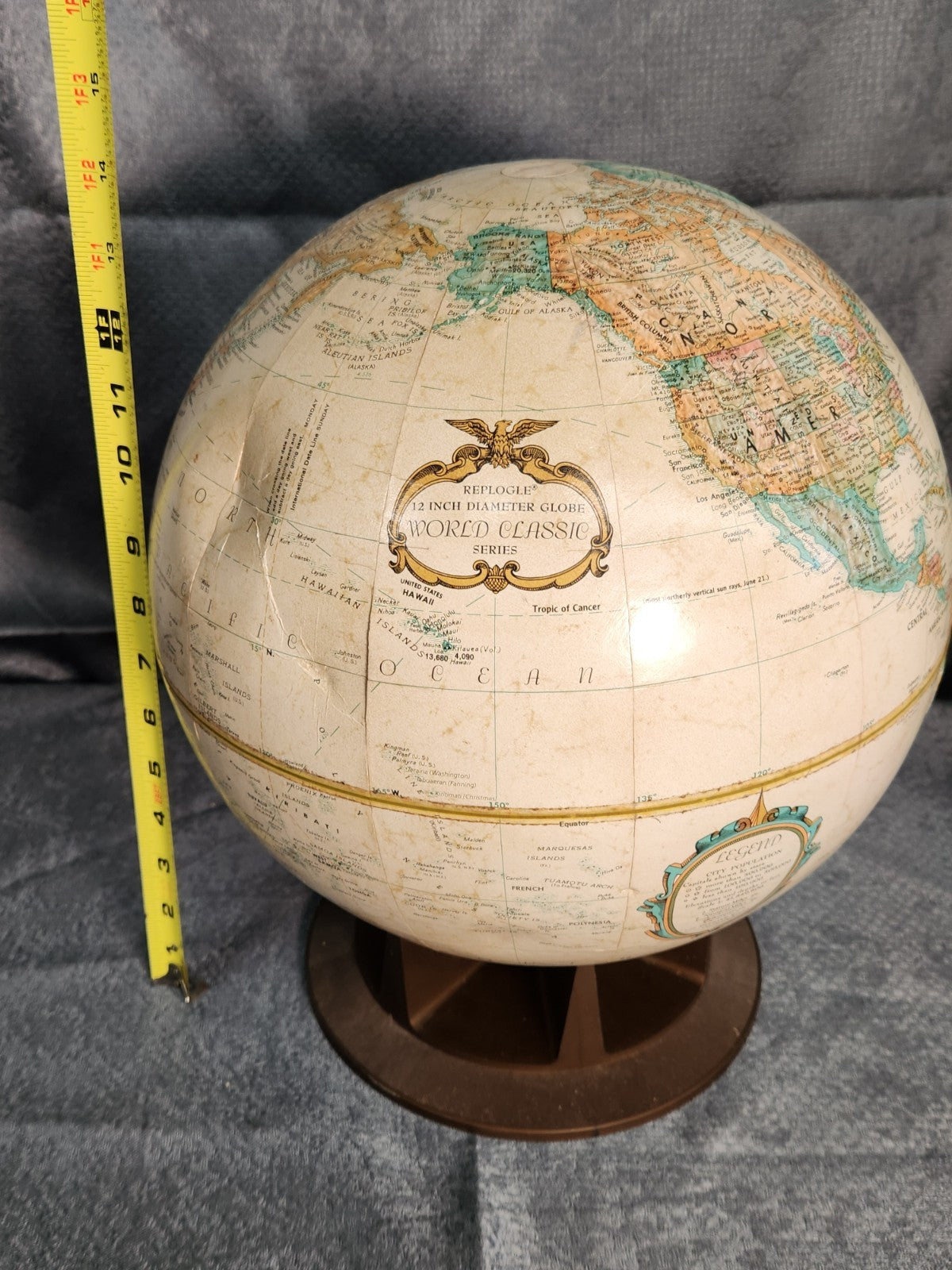 Vintage Replogle 12” World Classic Series Globe Mid Century Desk Globe Brown...