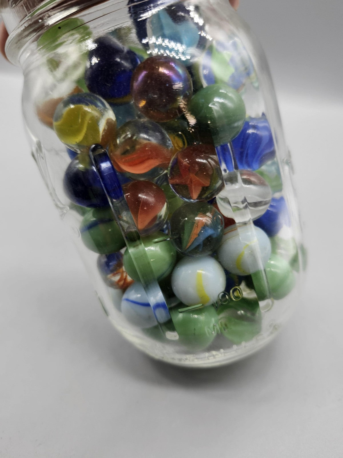 Ball Mason Jar Cat's Eye Glass Marbles Lot Assorted Colors Machine Made