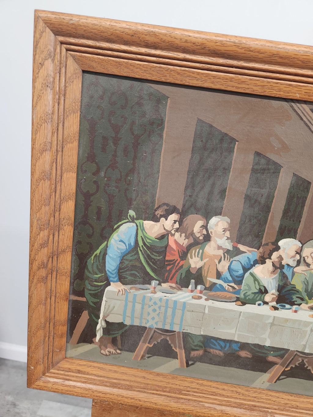 Vintage Hand Painted “The Last Supper” Framed Artwork Dorothy L. Stanton 1972...
