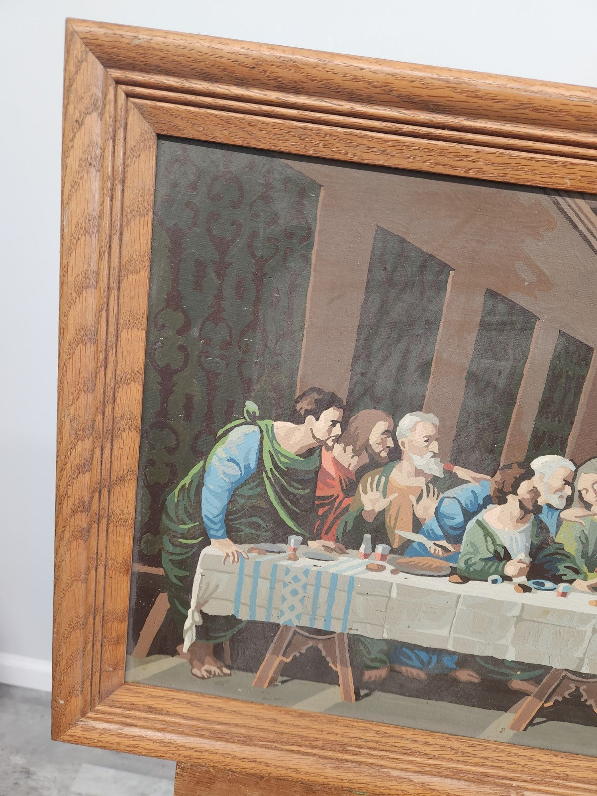 Vintage Hand Painted “The Last Supper” Framed Artwork Dorothy L. Stanton 1972...