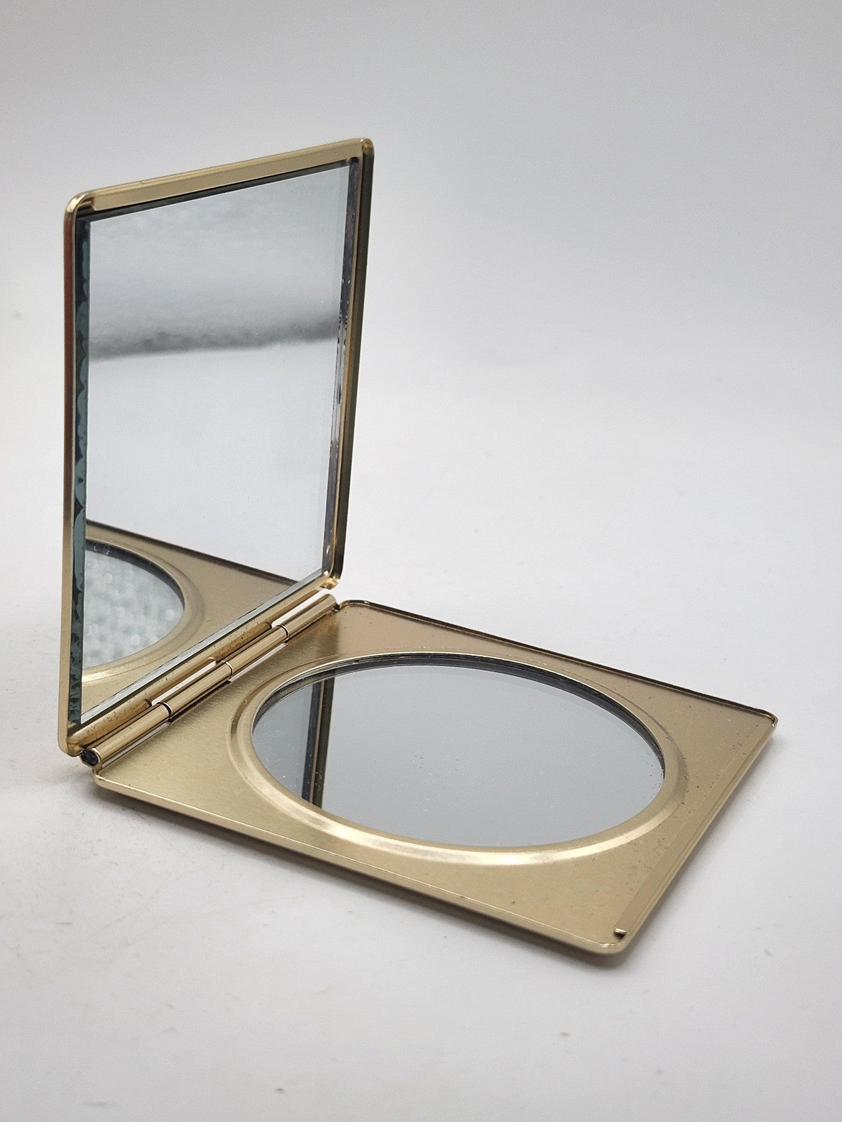 Mona Lisa Square Gold Compact Mirror Dual Sided Folding Portable Travel 3 In