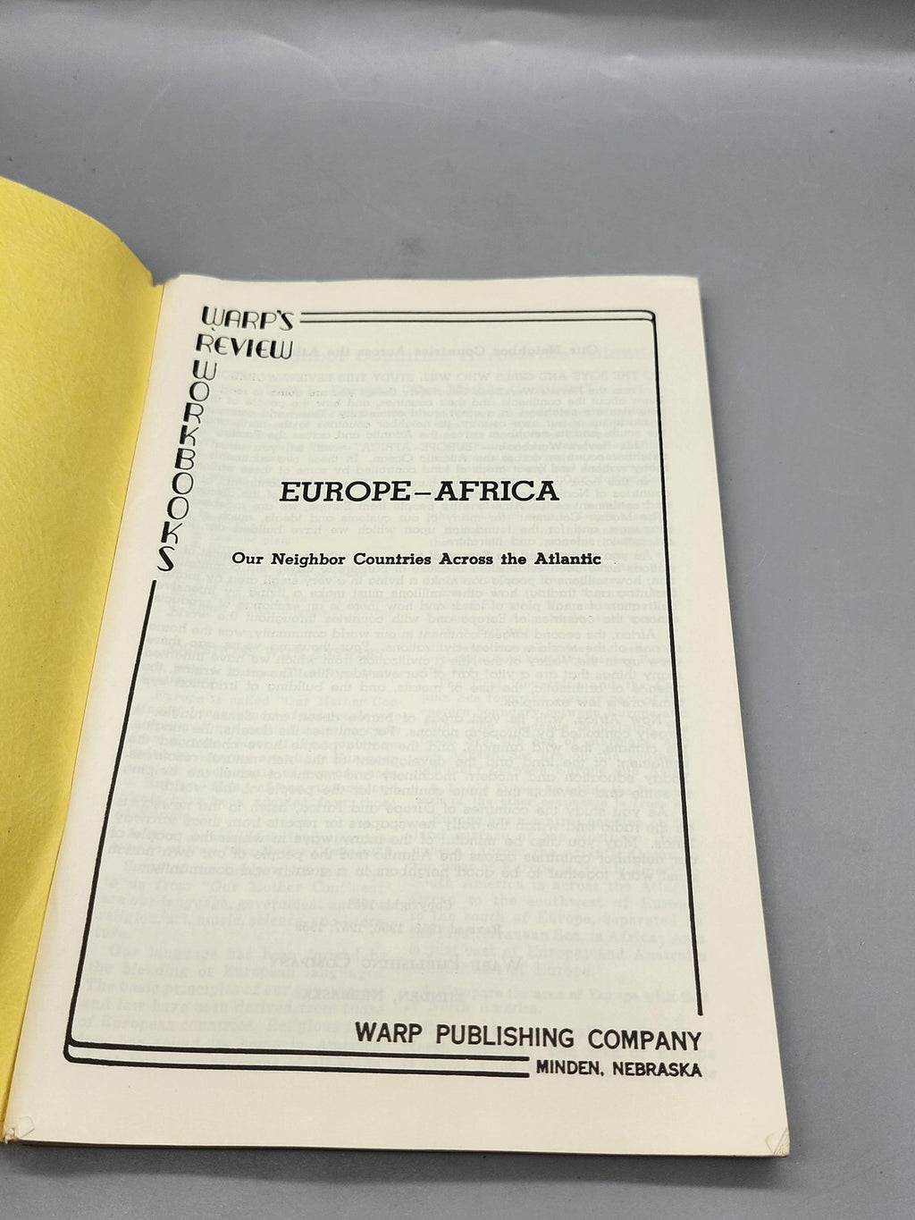 Vintage Europe-Africa Workbook Arco Yellow PB School Geography Warp USA 1959